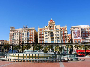 Waterfront ve liman olan sermaye şehir Andalucia Güney İspanya Malaga Malaga 21 Şubat 2018.Architecture