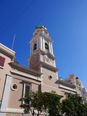 Gibraltar 22 Şubat 2018, Cebelitarık Rock tarihinde Katolik Katedrali. Gibraltar İber Yarımadası manzaralı Cebelitarık Boğazı en güney ucu yer alan İngiliz denizaşırı toprağı olduğunu