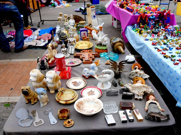 Fuengirola Febrero 2018 Elementos Del Mercadillo Que Celebran Todos Los — Foto de Stock