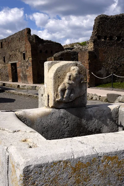 Water Spout Street Once Buried Roman City Pompeii South Naples — Stock Photo, Image