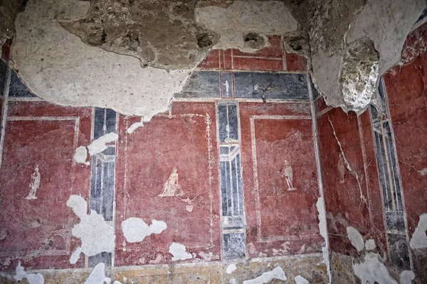 Pintura Mural Famosa Pintura Roja Pompeya Ciudad Romana Pompeya Sur — Foto de Stock