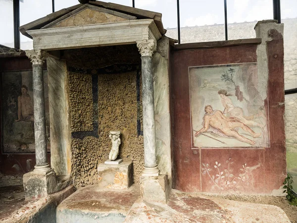 Frescoes One Villas Once Buried Roman City Pompeii South Naples — Stock Photo, Image