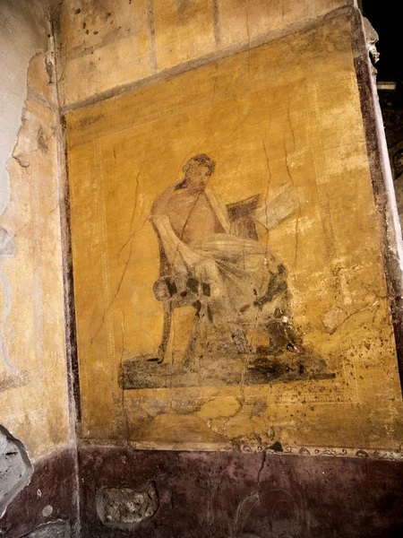 Wall Painting Once Buried Roman City Pompeii South Naples Shadow — Stock Photo, Image