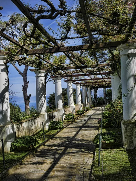 Terraza Villa Anacapri Isla Capri Bahía Nápoles Sur Italia —  Fotos de Stock