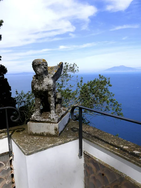 Statue Siren Garden Villa Anacapri Isle Capri Bay Naples Southern — Stock Photo, Image