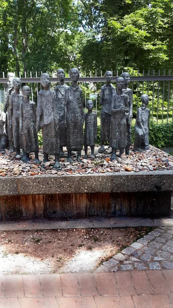 Nazwie Żydowskich Ofiar Faszyzmu Ten Pomnik Pomnik Stoi Przed Bramą — Zdjęcie stockowe