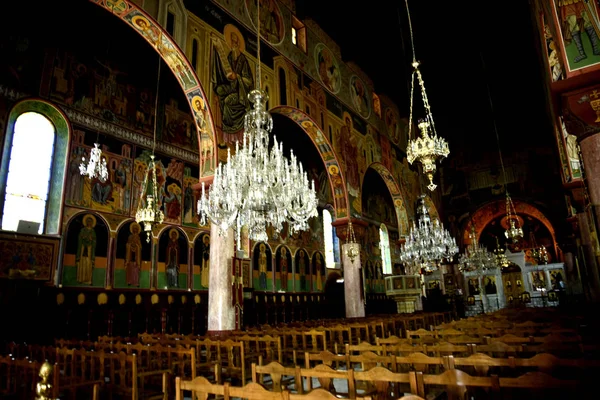 Das Wunderschön Bemalte Innere Der Marienkirche Hafen Von Mandraki Auf — Stockfoto