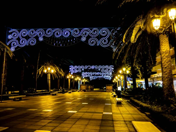 Christmas street decorations in the lovely resort town of Nerja on the eastern end of the Costa del Sol in Southern Spain. Christmas is a magical time in Nerja