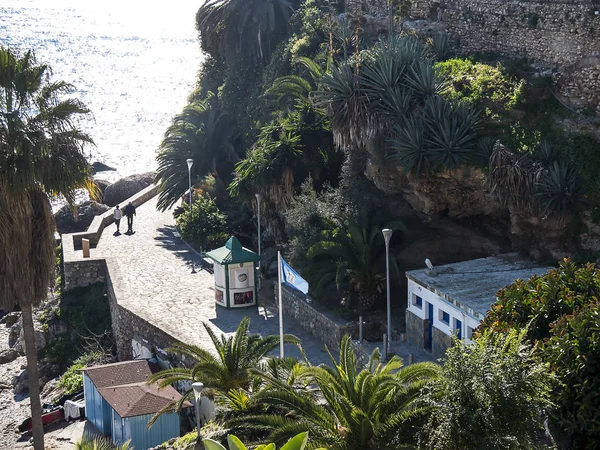 Een Van Zeven Stranden Het Resort Stad Nerja Oostelijke Costa — Stockfoto