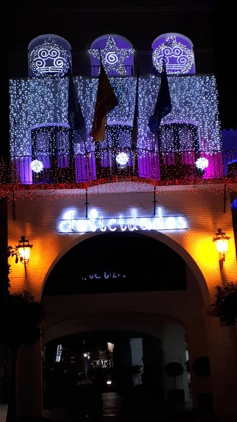 Christmas street decorations in the lovely resort town of Nerja on the eastern end of the Costa del Sol in Southern Spain. Christmas is a magical time in Nerja