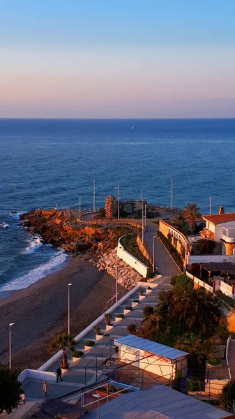 Einer Der Sieben Strände Ferienort Nerja Der Östlichen Costa Del — Stockfoto