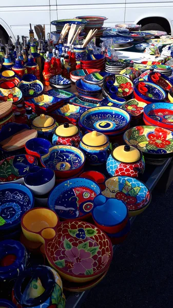 Kolorowe Ceramiki Rynku Pięknym Kurorcie Nerja — Zdjęcie stockowe