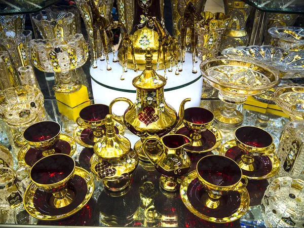 Beautiful Bohemian Glass Gold Decoration Made Area Prague Very Expensive — Stock Photo, Image