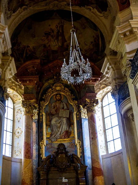 Prága Óváros Főterén Található Lenyűgöző Szent Miklós Templom 1735 Ben — Stock Fotó