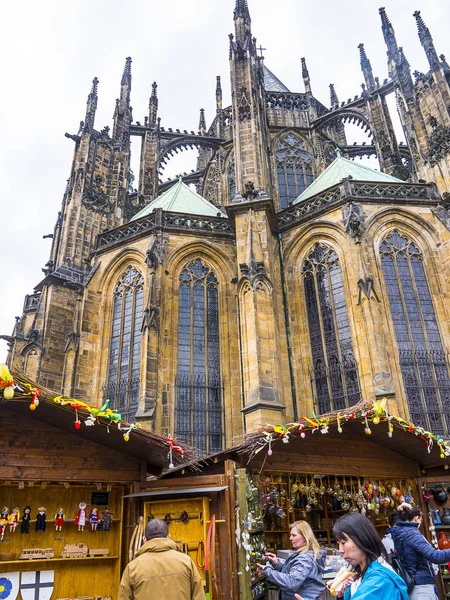 Mercado Páscoa Por Trás Catedral São Vito Castelo Praga Capital — Fotografia de Stock