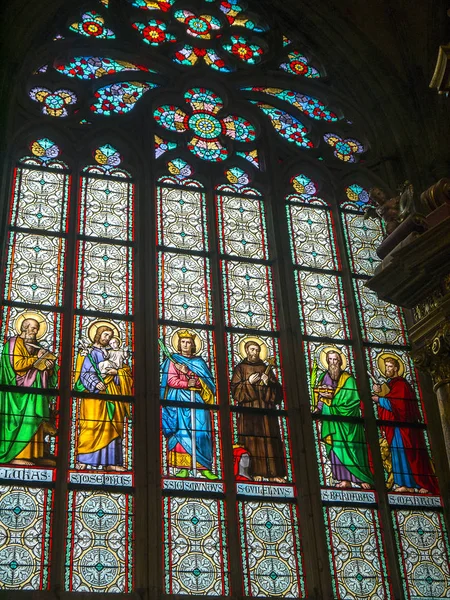 Buntglasfenster Bringen Prachtvolle Farben Die Vitus Kathedrale Der Prager Burg — Stockfoto