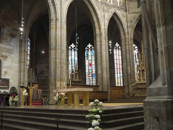 Interior Vitus Cathedral Cathedral Prominent Example Gothic Architecture Largest Most — Stock Photo, Image