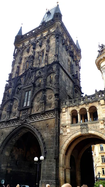 Torre Powder Dos Portões Originais Cidade Cidade Velha Praga Adjacente — Fotografia de Stock