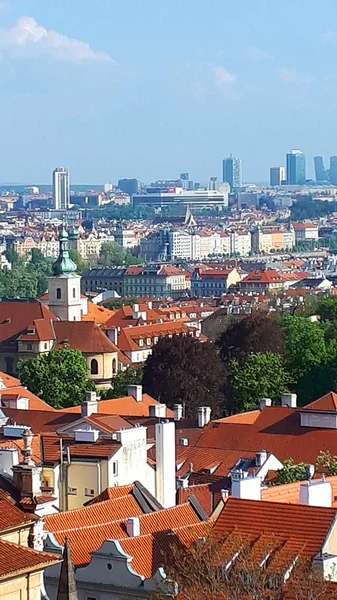 Kilátás Prága Városára Vár Magasságából Város Felett — Stock Fotó