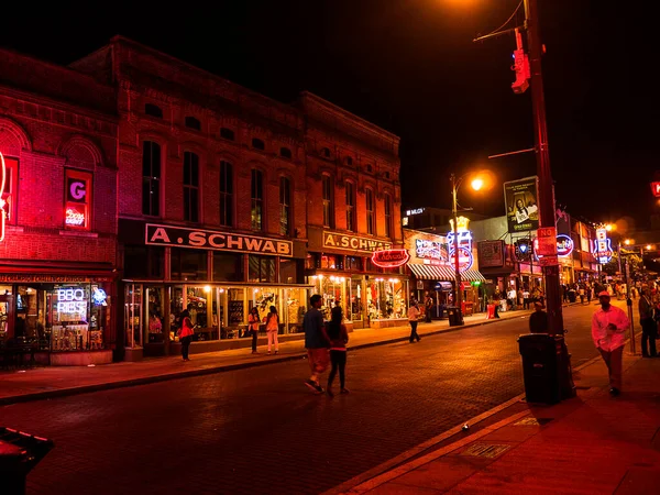 Beale Street Gata Centrala Memphis Tennessee Ett Viktigt Läge Stadens — Stockfoto