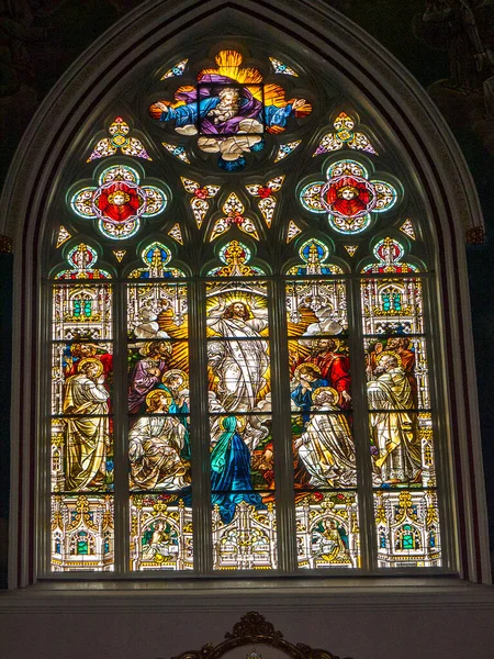 Neogotycka Katedra Jana Chrzciciela Savannah Georgia Znana Jest Swojej Czcionki — Zdjęcie stockowe