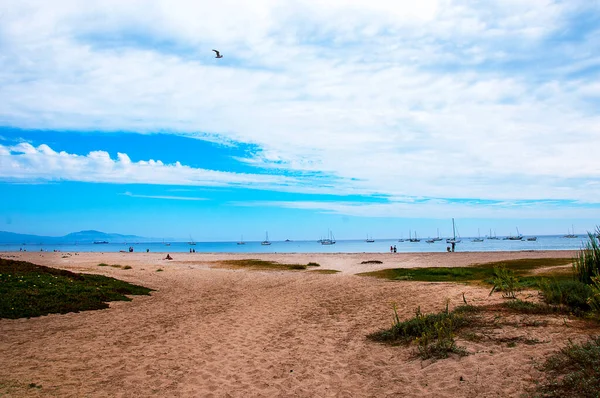 Návštěva Mola Nebo Přístaviště Stearns Wharf Pláže Španělské Mise Santa — Stock fotografie