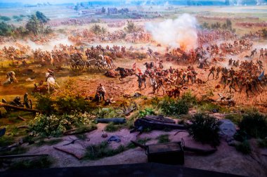 Gettysburglu Diorama. Gettysburg Pennsylvania 'daki Savaş Alanı şehit olanların anısına dikilmiştir.