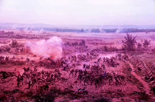Diorama Batalla Gettysburg Campo Batalla Gettysburg Pennsylvania Está Salpicado Muchos — Foto de Stock