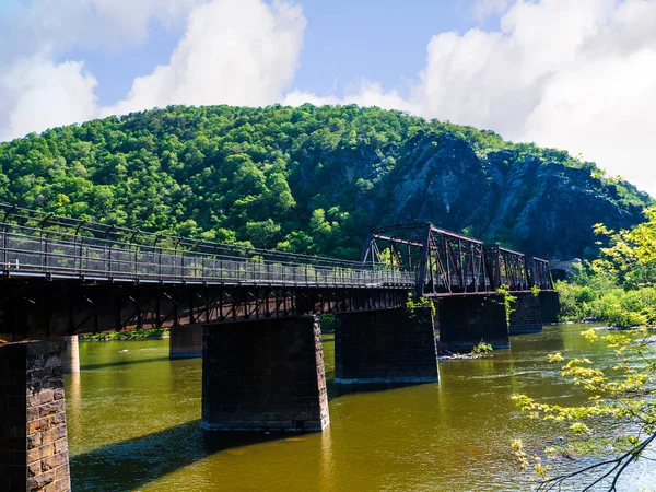 Samenvloeiing Van Shenandoah Potomac Rivers Bij Harpers Ferry Virginia Historisch — Stockfoto