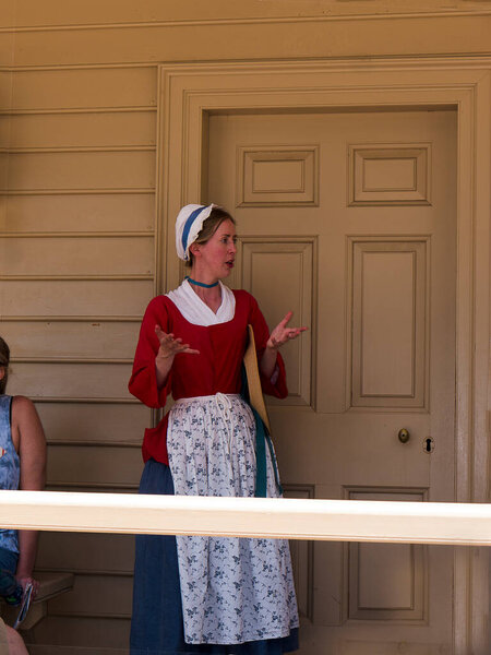Governors Palace in Colonial Williamsburg where the earliest European settlers established their first colony in Virginia USA. Re-enactors tell tourists the stories and history of thecity