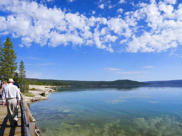 Yellowstone lake in Yellowstone National Park in Wyoming USA. This lake feeds the Yellowstone falls . Yellowstone was the first national Park in the World and its beauty and dangerousness is legendary