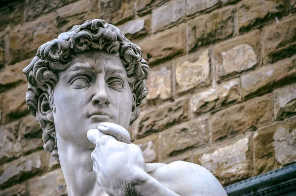 Portret Van David Sculptuur Het Stadsplein Florence — Stockfoto