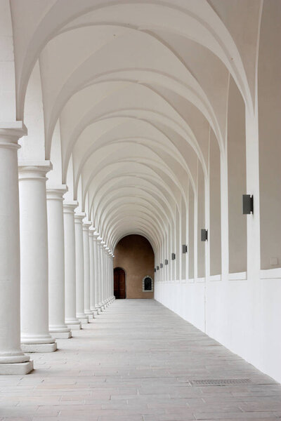 A delightful tunnel of white arches in Dresden.