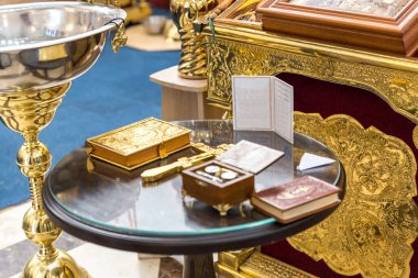 Ortodoks kilisesinin içi, eski Kudüs şehrinin kutsal mezarı, İsrail kilisesi.