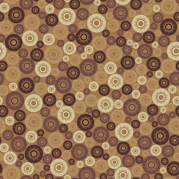 ビンテージの幾何学的なシームレス パターン 明るい茶色の背景にある 丸い形の要素 — ストックベクタ