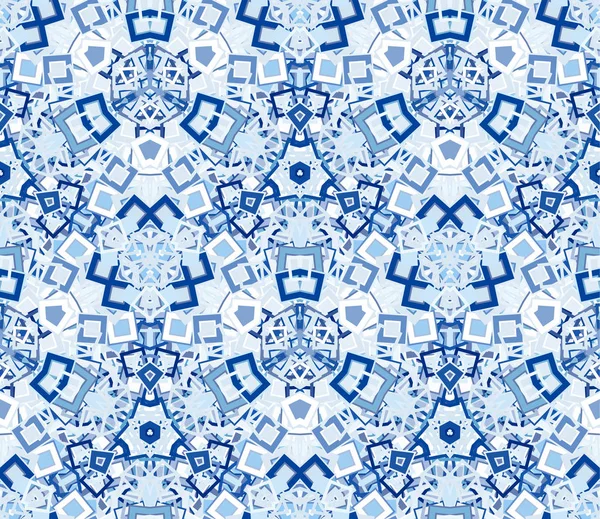 Kaleidoscope Abstract Seamless Pattern Background Composed Geometric Shapes Blue Useful — Stock Vector