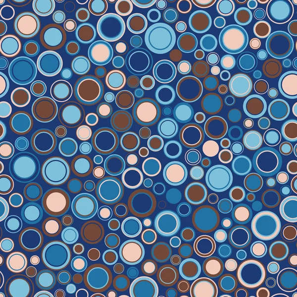 Geometrische Naadloze Patroon Kringen Van Verschillende Grootten Kleuren Gerangschikt Blauw — Stockvector