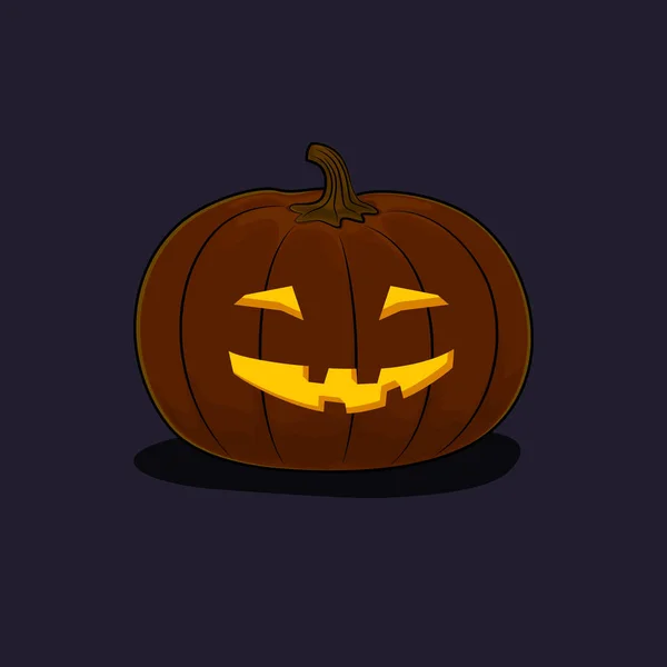 Calabaza sonriente de Halloween sobre fondo oscuro — Vector de stock