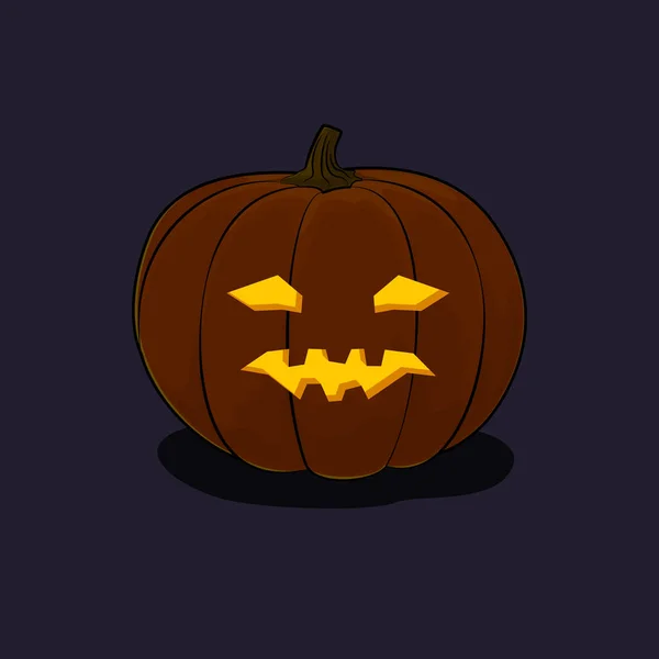 Halloween citrouille vicieuse sur fond sombre — Image vectorielle