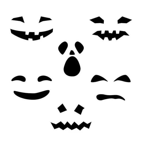 Halloween Holiday Silhueta Sorrisos Assustadores Olhos Para Abóbora Fundo Branco —  Vetores de Stock