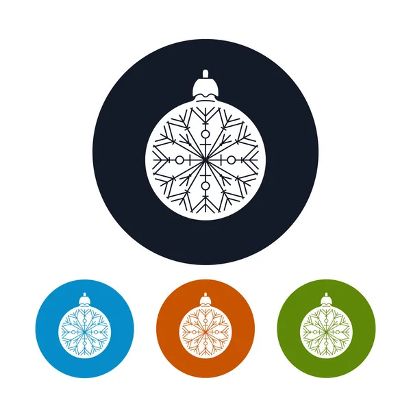 Čtyři Typy Barevné Kulaté Ikony Koule Sněhové Vločky Vánoční Strom — Stockový vektor