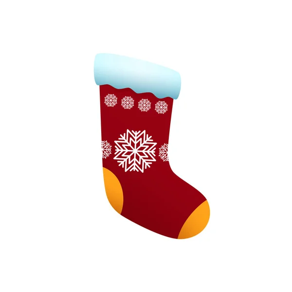 Copos Nieve Decorados Con Calcetines Rojos Navidad Aislados Sobre Fondo — Vector de stock