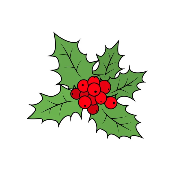 Holly Berry Beyaz Arka Plan Üzerinde Noel Süsleri Neşeli Noel — Stok Vektör