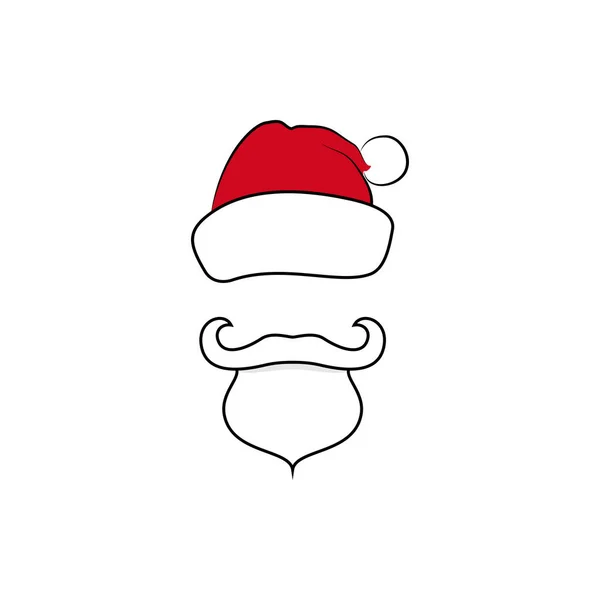 Rosto Papai Noel Colorido Com Uma Barba Isolada Fundo Branco — Vetor de Stock
