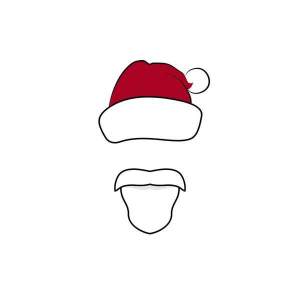 Babbo Natale Con Barba Isolata Bianco Baffi Cappello Senza Volto — Vettoriale Stock