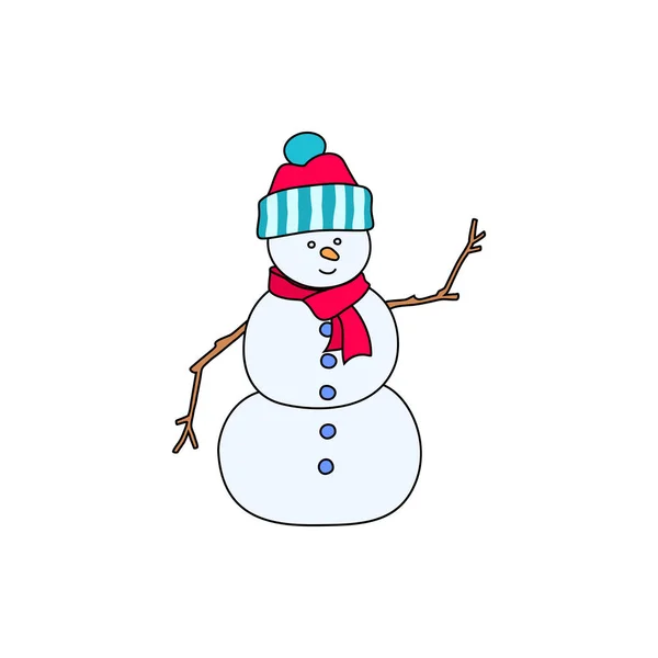 Muñeco Nieve Blanco Navidad Con Sombrero Bufanda Aislados Sobre Fondo — Vector de stock