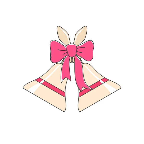 Campanas Jingle Vacaciones Decoradas Con Arco Rosa Aislado Sobre Fondo — Archivo Imágenes Vectoriales