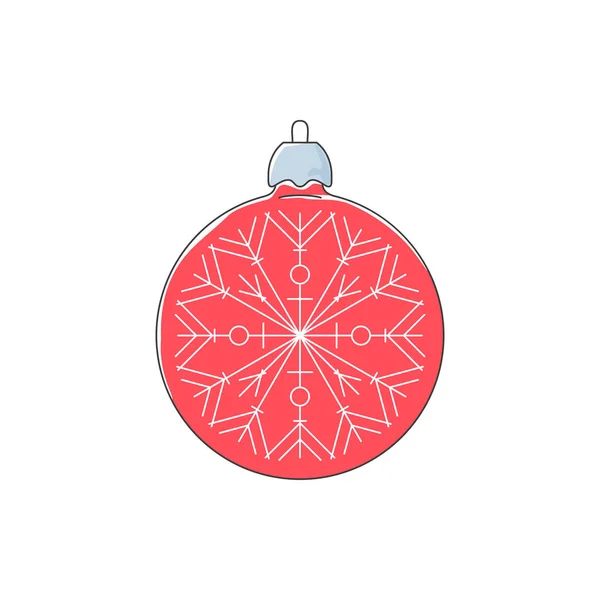 Red Ball Snowflake Isolated White Background Christmas Tree Decoration Merry — стоковый вектор