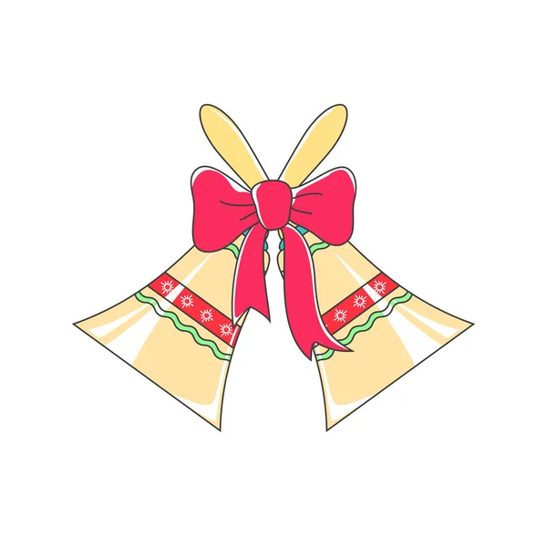 Campanas Jingle Navideñas Con Adorno Decorado Con Arco Rosa Aislado — Vector de stock