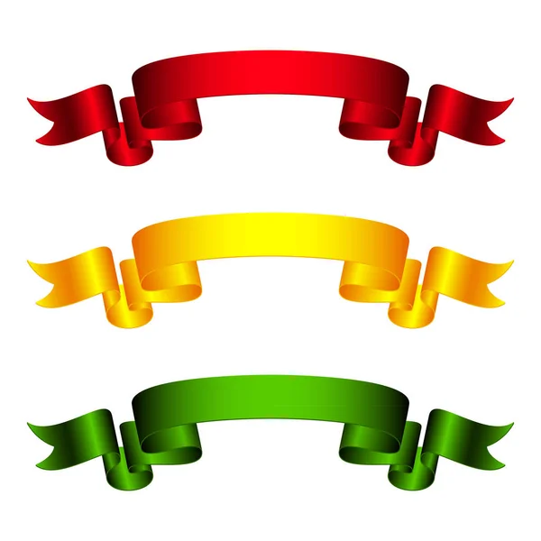 Červené Žluté Zelené Stuhy Izolovaných Bílém Pozadí Bannery Vektorové Ilustrace — Stockový vektor